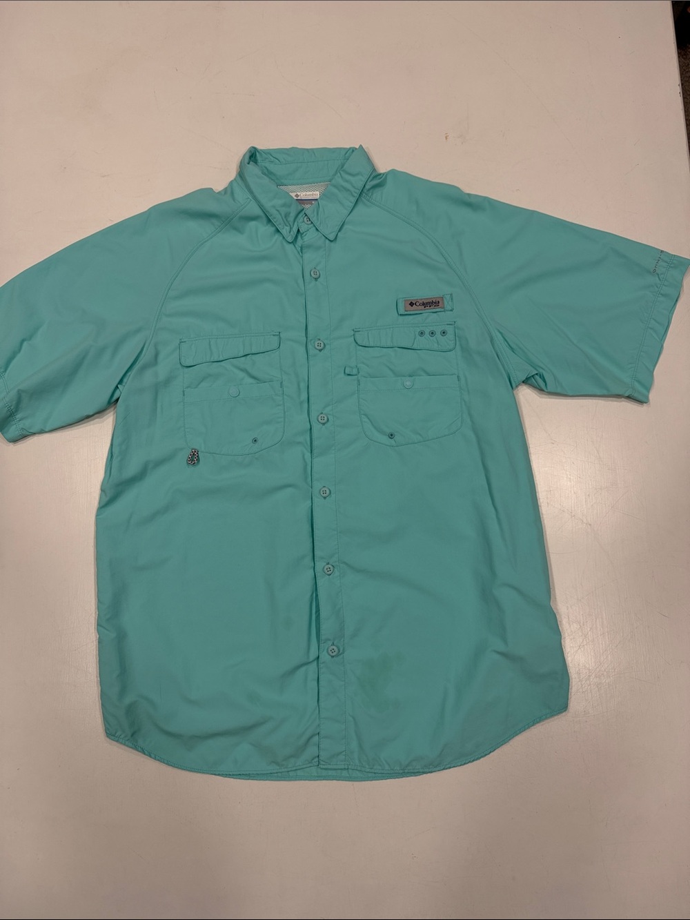 Columbia Men’s Short Sleeve Button-Down Shirt - Teal Green
